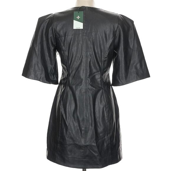 Tuckernuck Ariella Black Faux Vegan Leather Dress Large NEW - Picture 4 of 10